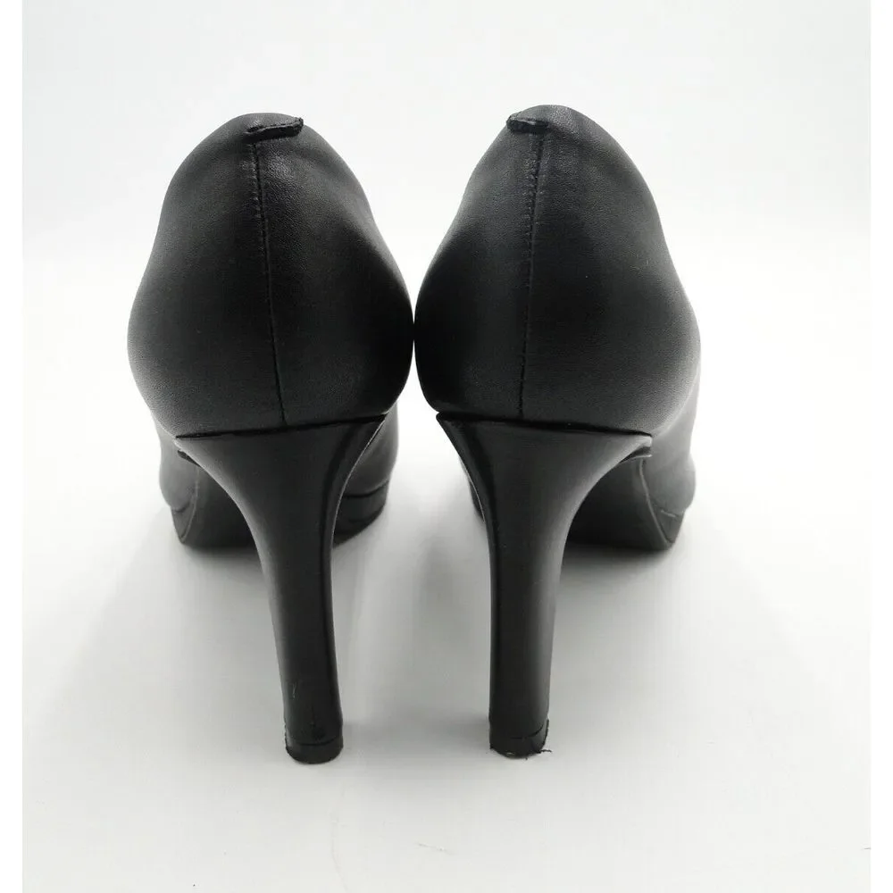 Clarks Adriel Viola Black Leather Platform Dress Shoes Pumps Heels Women's 9.5 M